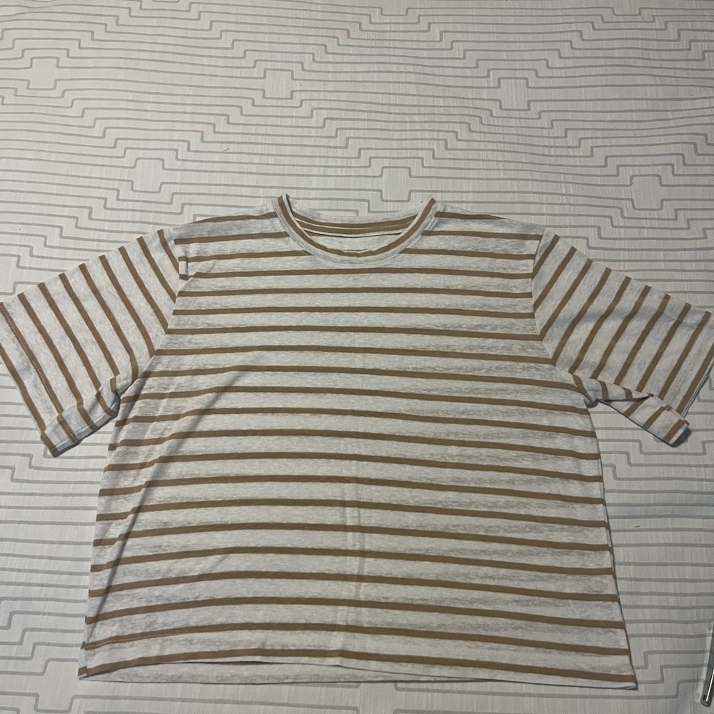 Universal Thread Tan and White Striped Tee